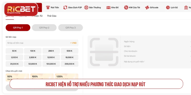 Ricbet NFT - Cá Cược Casino, Thể Thao, Đá Gà, Bắn Cá Uy Tín Thông tin nạp rút tiền và quản lý giao dịch tại RICBET